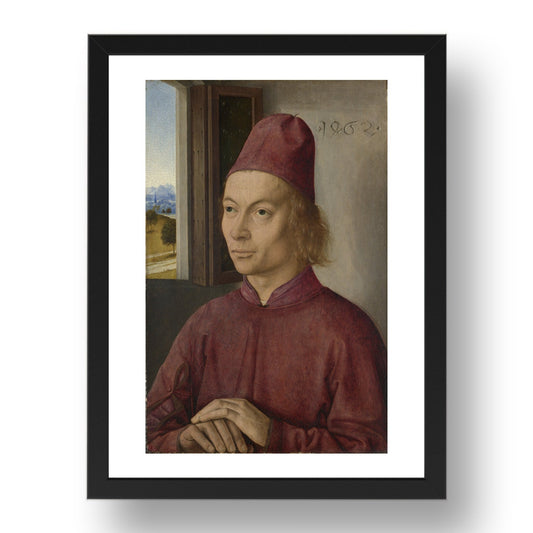 Dirk Bouts: Portrait of a Man (Jan van Winckele), Poster in 17x13"(A3) Frame