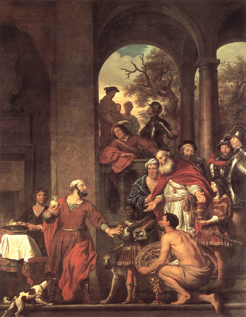 Curius Dentatus Preferring Turnips to Gold, vintage artwork by Govaert Flinck, 12x8" (A4) Poster