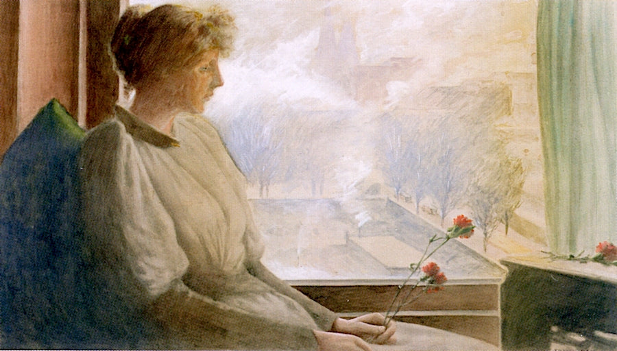 A Red Carnation, vintage artwork by James Francis Day, 12x8" (A4) Poster