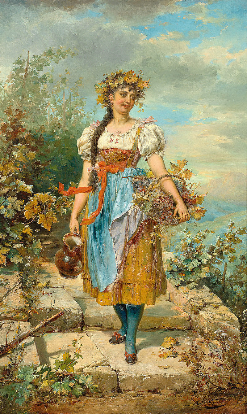 Girl with grapes by Hans Zatzka,A3(16x12")Poster