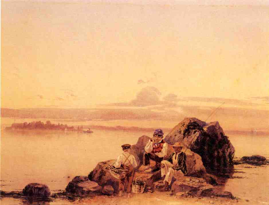 A Day Fishing, vintage artwork by James Goodwyn Clonney, A3 (16x12") Poster Print