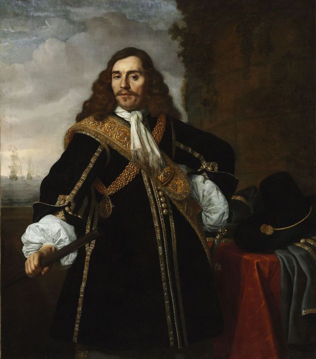 Portrait of Captain Gideon de Wildt, vintage artwork by Bartholomeus van der Helst, 12x8" (A4) Poster