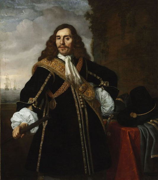 Portrait of Captain Gideon de Wildt, vintage artwork by Bartholomeus van der Helst, 12x8" (A4) Poster