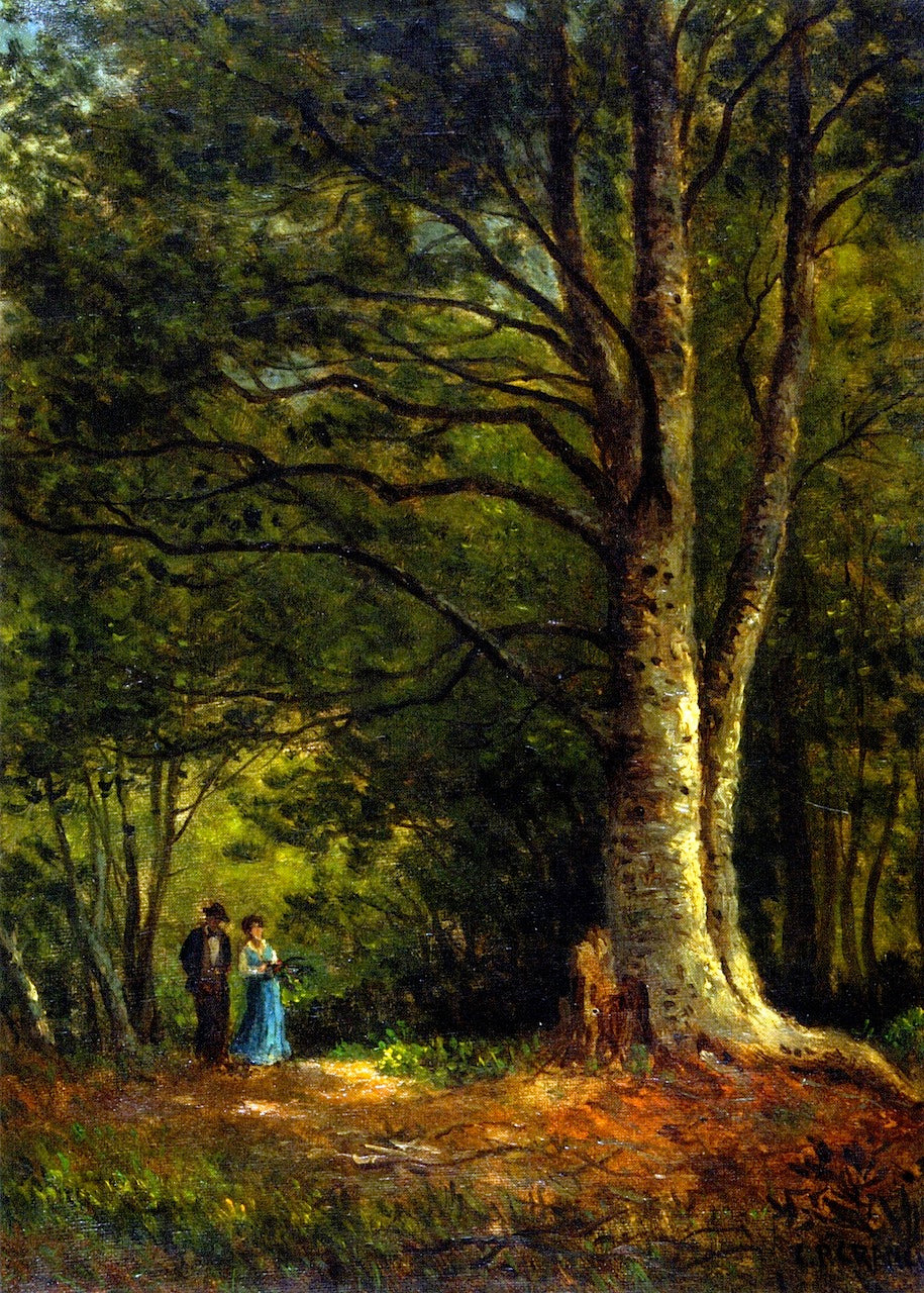 Barbizon Landscape: Woodland Path, vintage artwork by Christopher Pearse Cranch, A3 (16x12") Poster Print