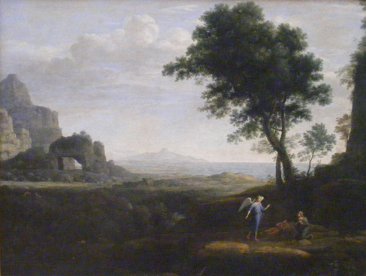 Hagar and Ishmael in the desert, vintage artwork by Claude Lorrain, 12x8" (A4) Poster