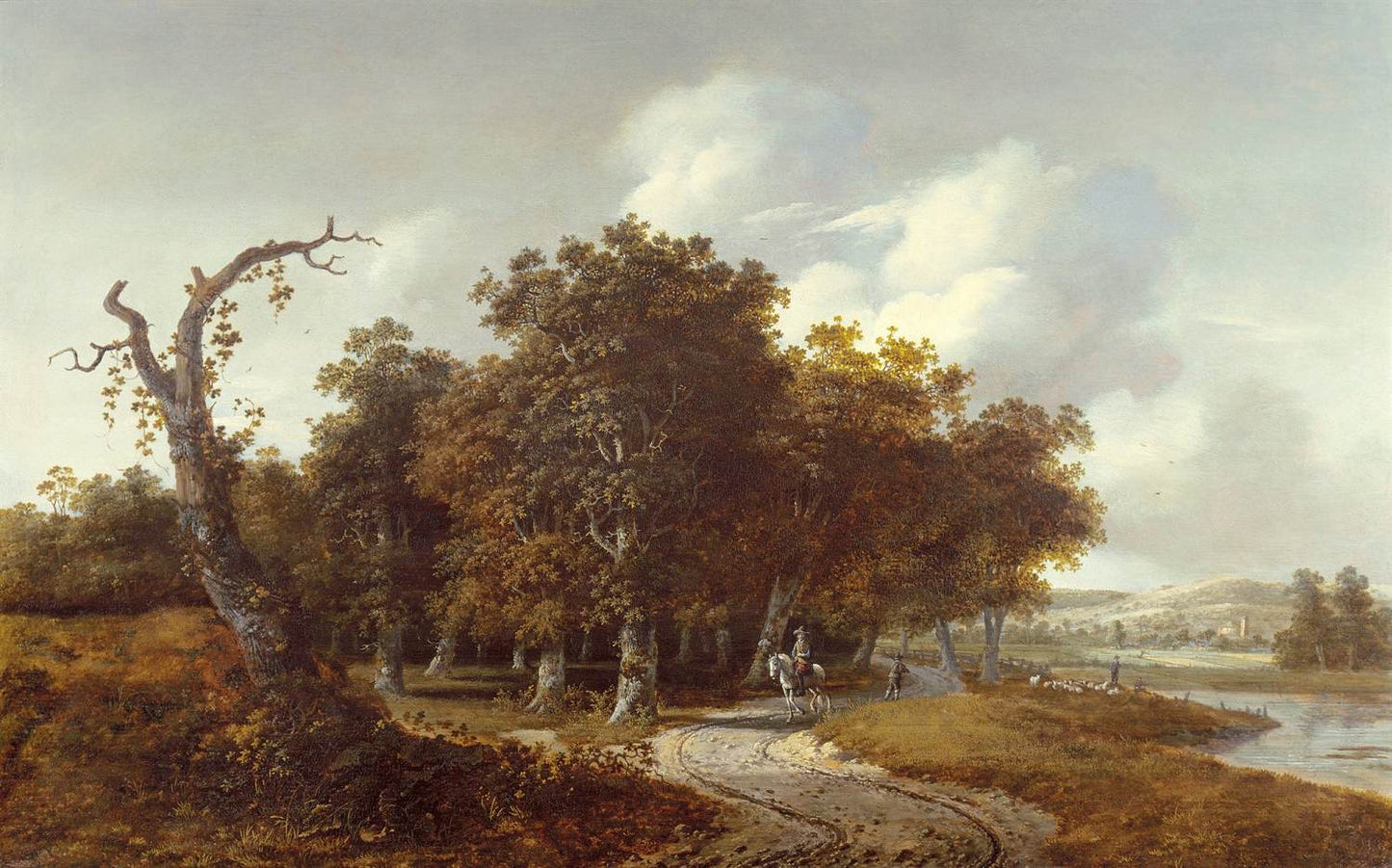 Wooded Landscape with Horseman, vintage artwork by Gillis Rombouts, 12x8" (A4) Poster