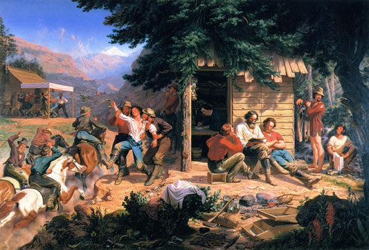 Sunday Morning in the Mines, vintage artwork by Charles Christian Nahl, A3 (16x12") Poster Print