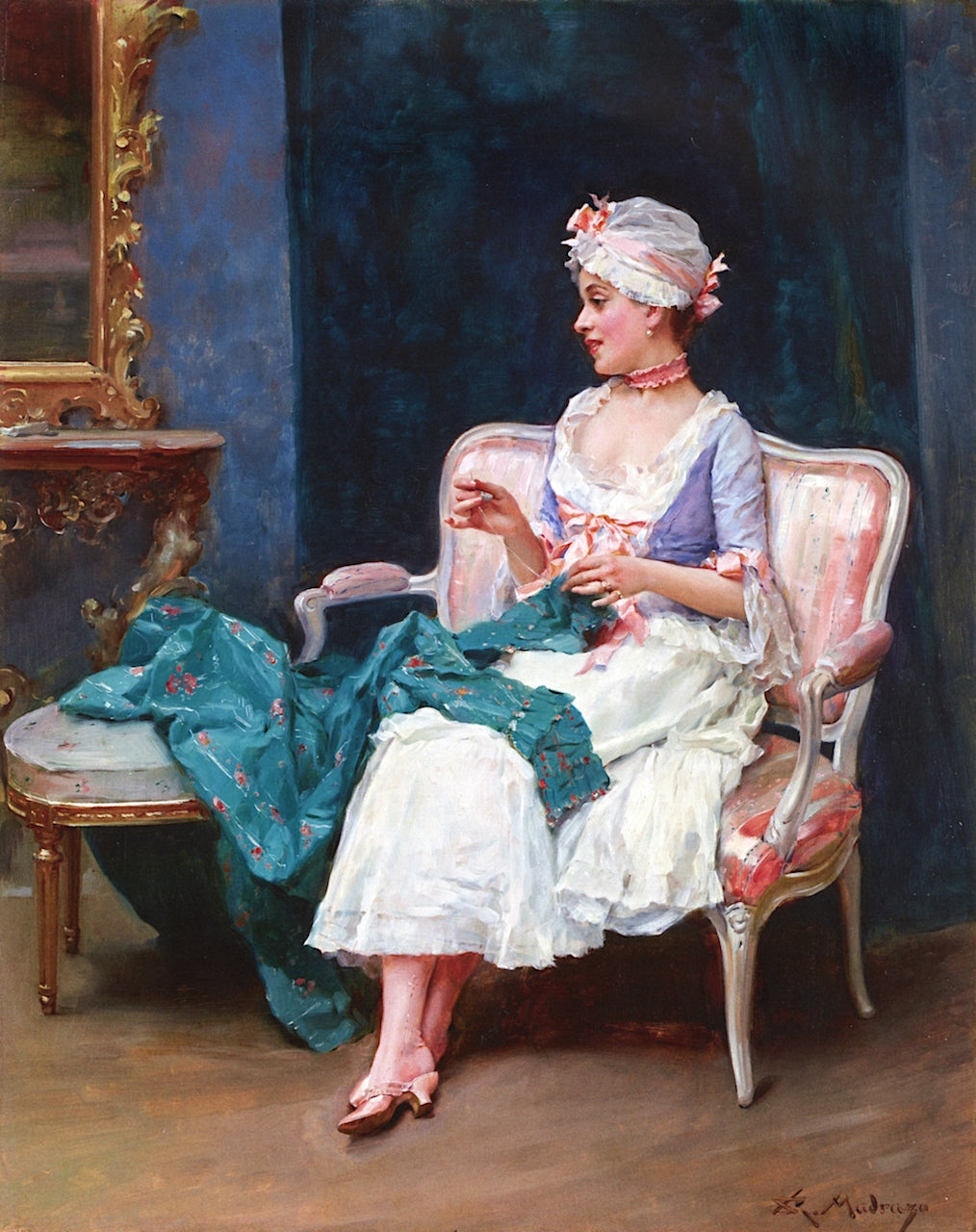 Aline, vintage artwork by Raimundo de Madrazo y Garreta, 12x8" (A4) Poster