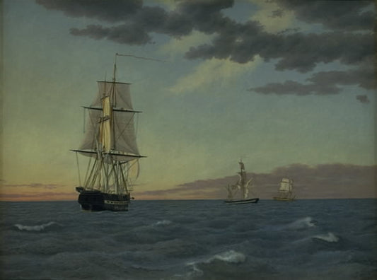 The Corvette "Galathea" Lying in order to Send Help to the Brig "St Jean" at Dawn after a Stormy Night, vintage artwork by Christoffer Wilhelm Eckersberg, 12x8" (A4) Poster