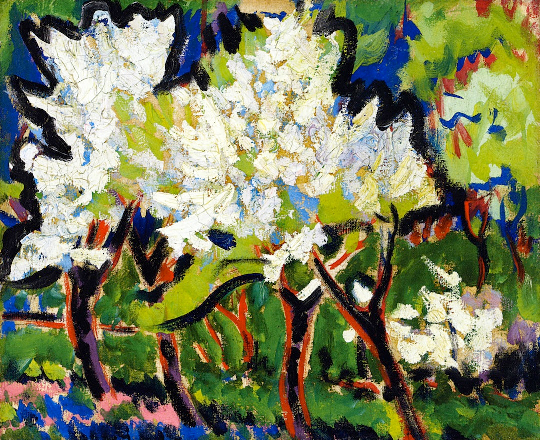 Blossoming Trees IV, vintage artwork by Ernst Ludwig Kirchner, 12x8" (A4) Poster