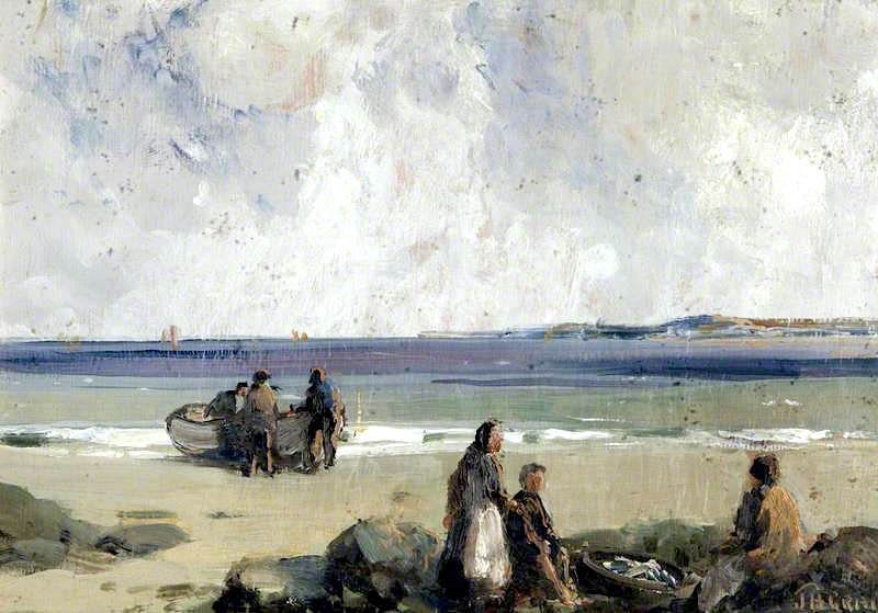 Foreshore, Boat and Figures by James Humbert Craig,16x12(A3) Poster