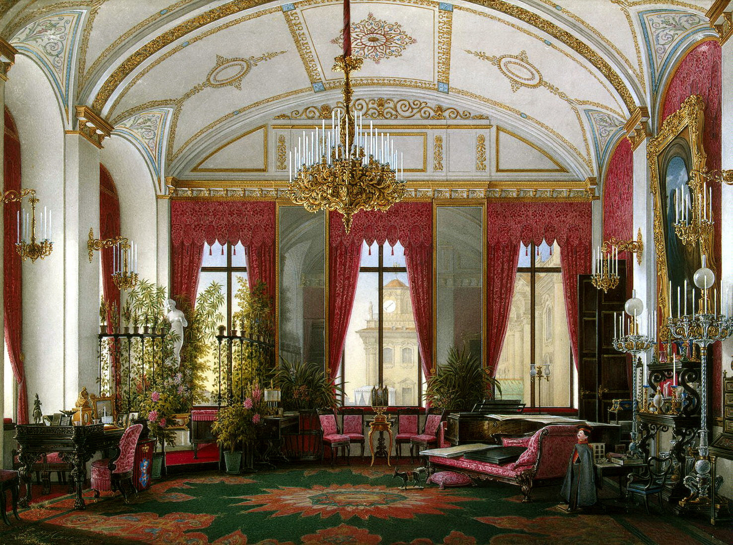 The Purple Cabinet in the Winter Palace, vintage artwork by Eduard Gau, A3 (16x12") Poster Print
