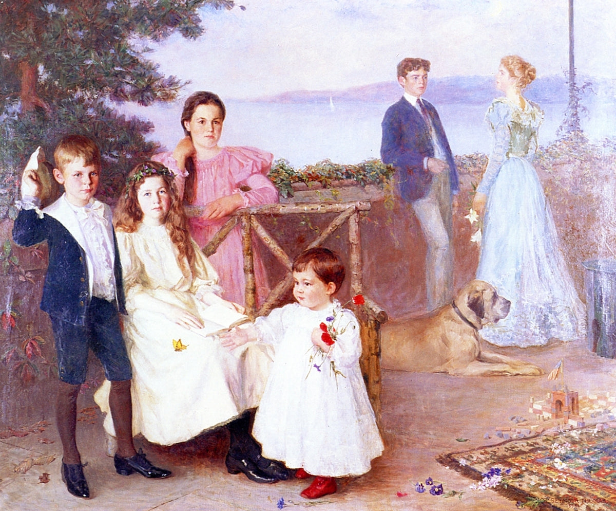 Group Portrait of the Longyear Children, vintage artwork by Charles H. Woodbury, 12x8" (A4) Poster