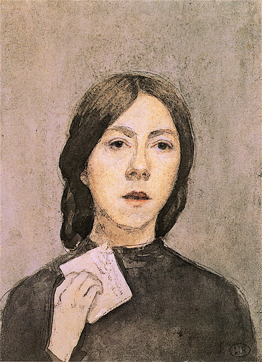 Self-Portrait with Letter, vintage artwork by Gwen John, 12x8" (A4) Poster