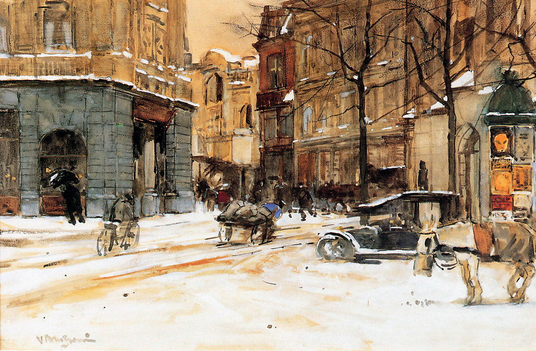 Buitenhof Den Haag, vintage artwork by Floris Arntzenius, 12x8" (A4) Poster