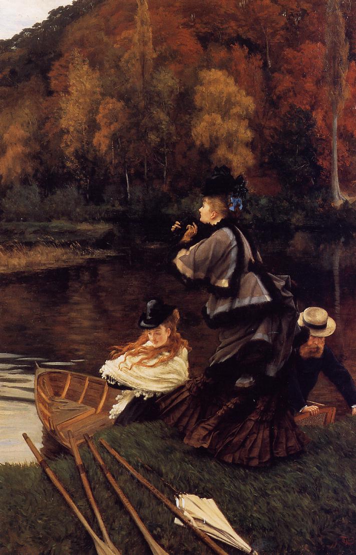 Autumn on the Thames, vintage artwork by James Tissot, 12x8" (A4) Poster