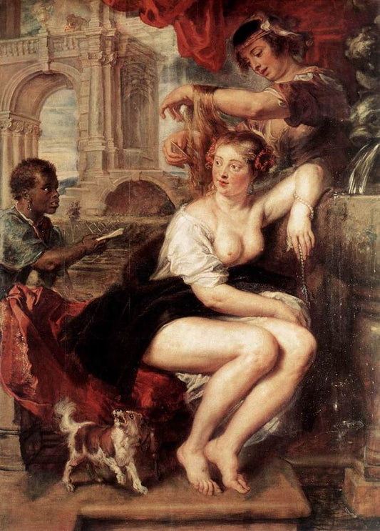 Bathsheba at the Fountain, vintage artwork by Peter Paul Rubens, 12x8" (A4) Poster