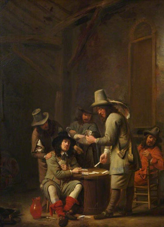 Soldiers at Cards, vintage artwork by Simon Kick, 12x8" (A4) Poster