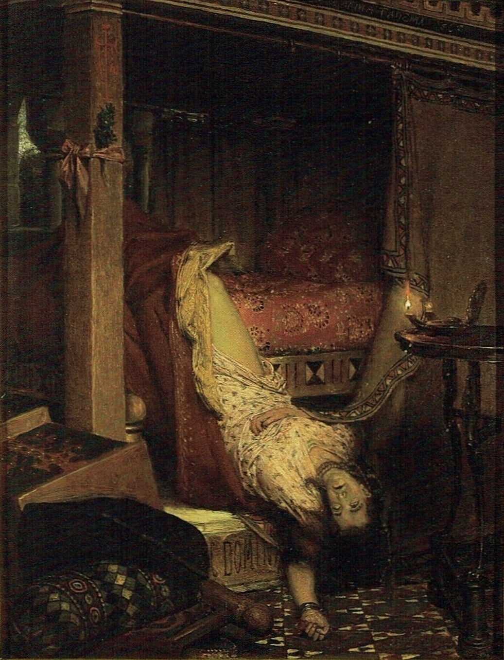 The death of Galeswintha: AD 567, vintage artwork by Sir Lawrence Alma-Tadema, 12x8" (A4) Poster