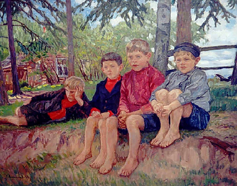 Boys by Nikolai Petrovich Bogdanov-Belsky,A3(16x12")Poster