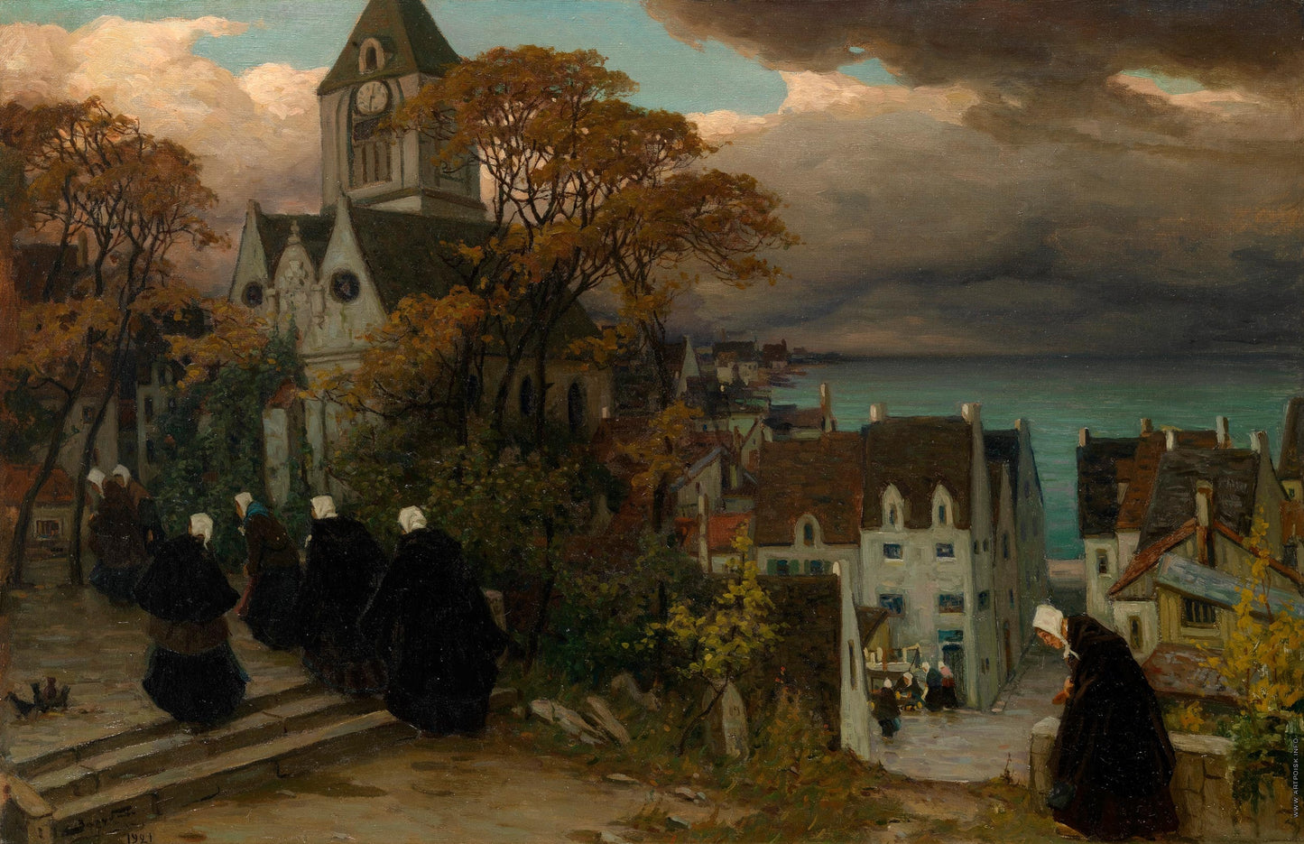 reton Women on their Way to Mass by Viktor Ivanovich Zarubin,A3(16x12")Poster