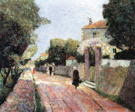 Village Street in the Sunlight, vintage artwork by Victor Charreton, 12x8" (A4) Poster