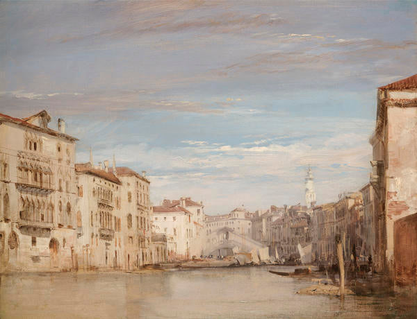 The Grand Canal, Venice, Looking Toward the Rialto, vintage artwork by Richard Parkes Bonington, A3 (16x12