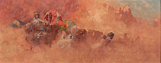 Caravan in Sandstorm, vintage artwork by Eugene Deshayes, 12x8" (A4) Poster