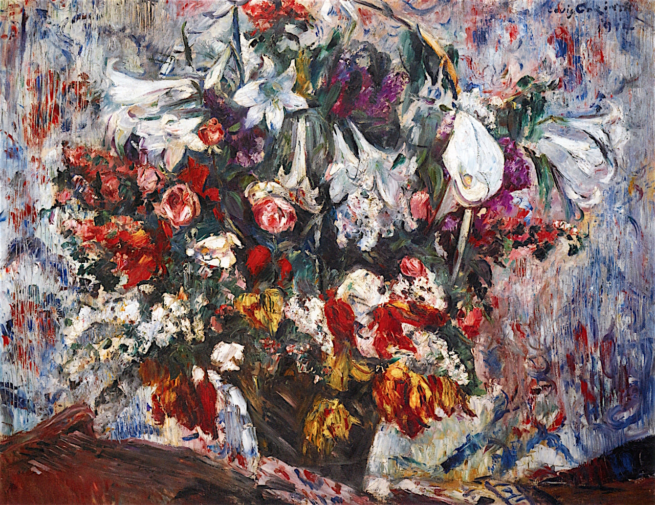 ket with Amaryllis, Lilac, Roses and Tulips by Lovis Corinth,A3(16x12")Poster