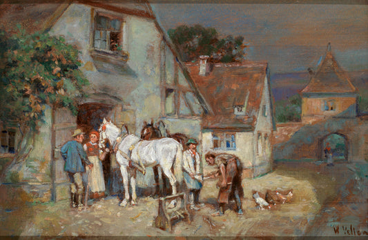 Swabian Village, vintage artwork by Wilhelm Velten, 12x8" (A4) Poster