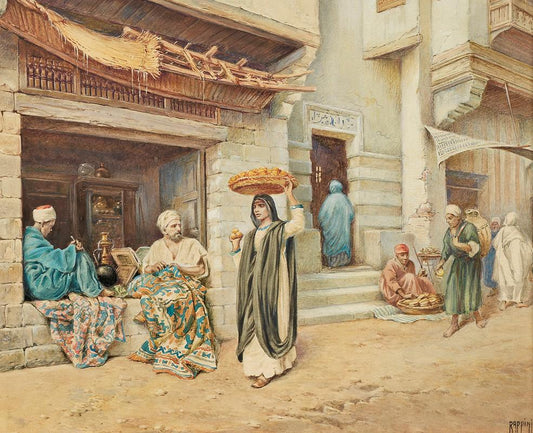 Street Scene, Cairo by Vittorio Rappini,16x12(A3) Poster