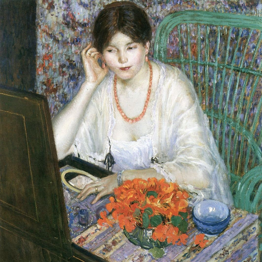 Coral Earrings by Frederick Carl Frieseke,16x12(A3) Poster