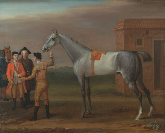 Lamprey, with His Owner Sir William Morgan, at Newmarket, vintage artwork by John Wootton, 12x8" (A4) Poster