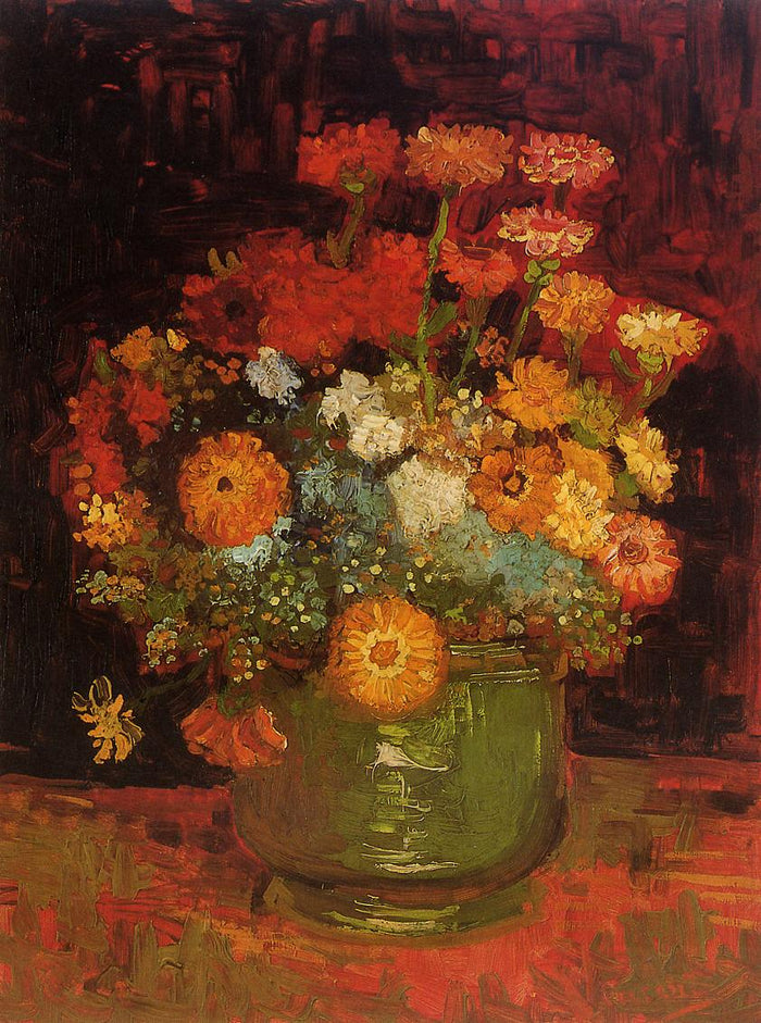 Bowl with Zinnias by Vincent van Gogh,A3(16x12