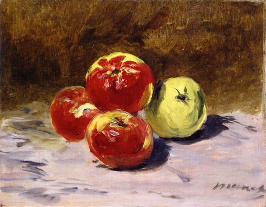 Four Apples, vintage artwork by Édouard Manet, 12x8" (A4) Poster