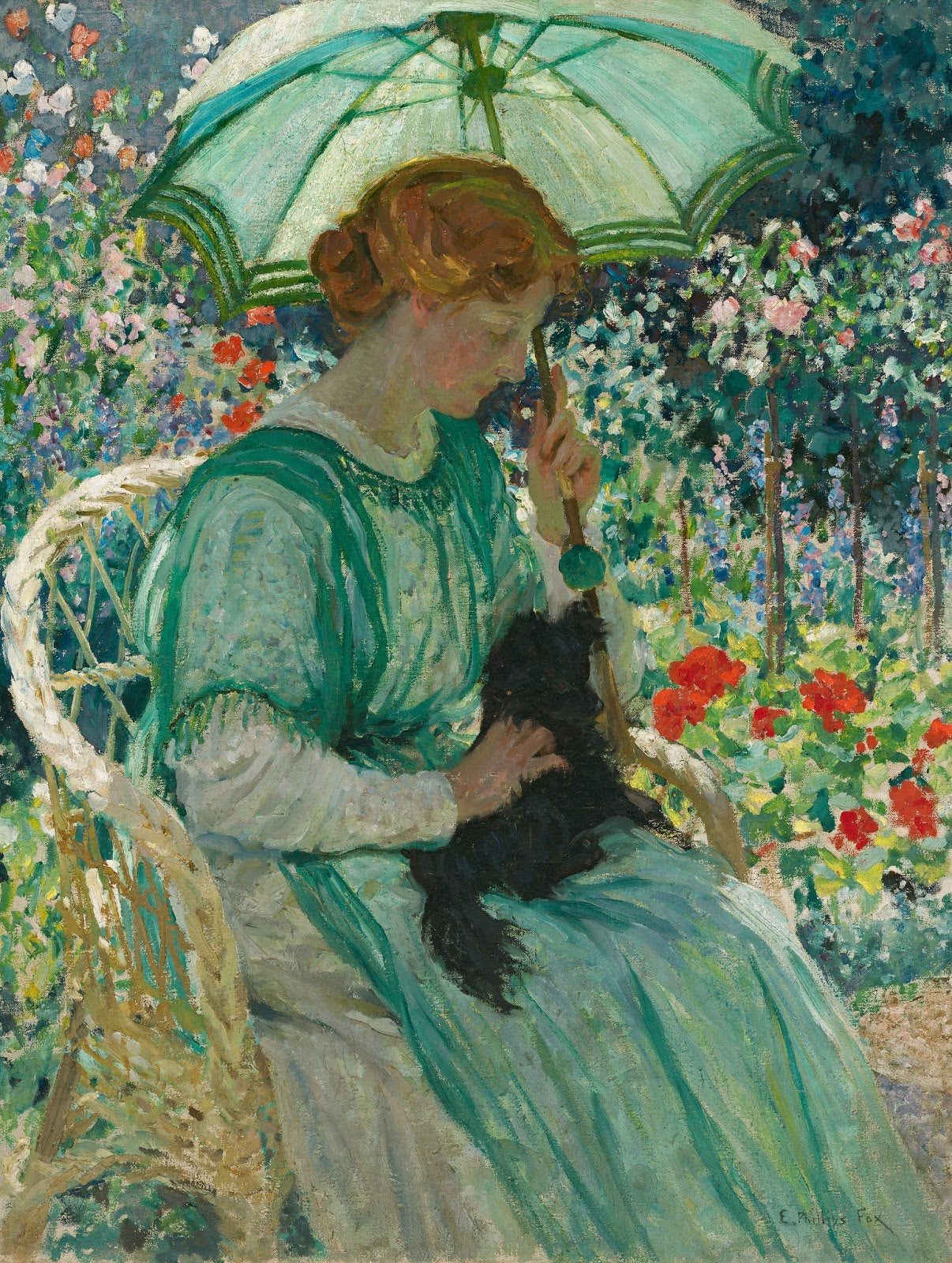The green parasol by Emanuel Phillips Fox,A3(16x12")Poster