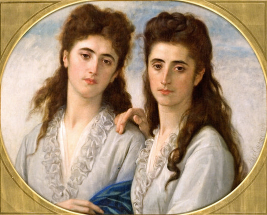 Sophie and Berthe Cabanel, vintage artwork by Alexandre Cabanel, 12x8" (A4) Poster