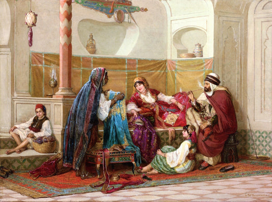 The Merchant's Visit, vintage artwork by Jan Baptist Huysmans, 12x8" (A4) Poster