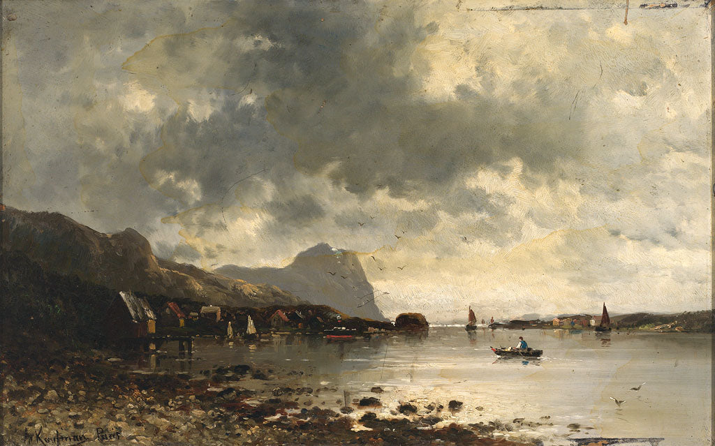 Fjord Landscape, vintage artwork by Adolf Kaufmann, 12x8" (A4) Poster