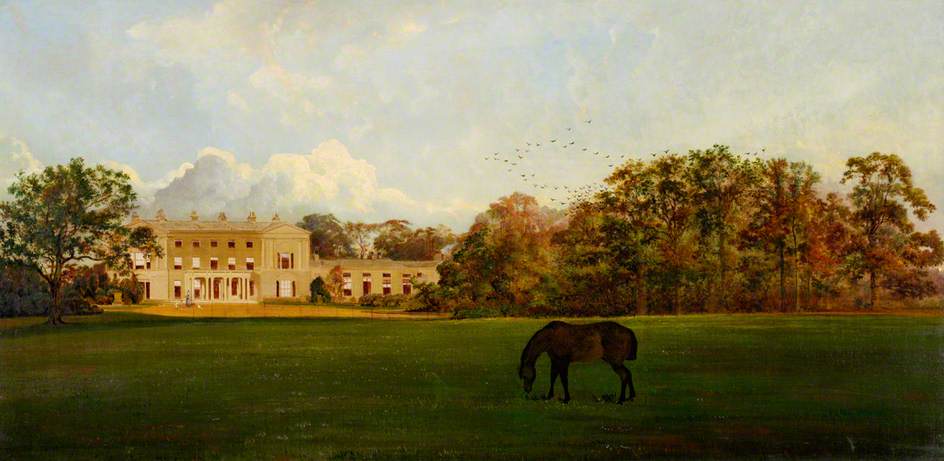 Moseley Hall, Worcestershire, vintage artwork by British School 19th Century - Unknown, A3 (16x12") Poster Print
