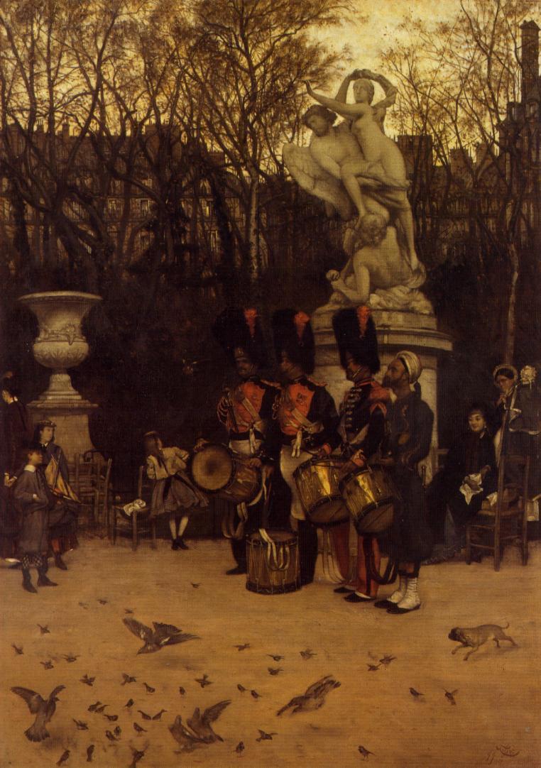 Beating the Retreat in the Tuilleries Gardens, vintage artwork by James Tissot, 12x8" (A4) Poster