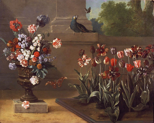 Corner of Monsieur de la Bruyere's Garden, vintage artwork by Jean-Baptiste Oudry, 12x8" (A4) Poster