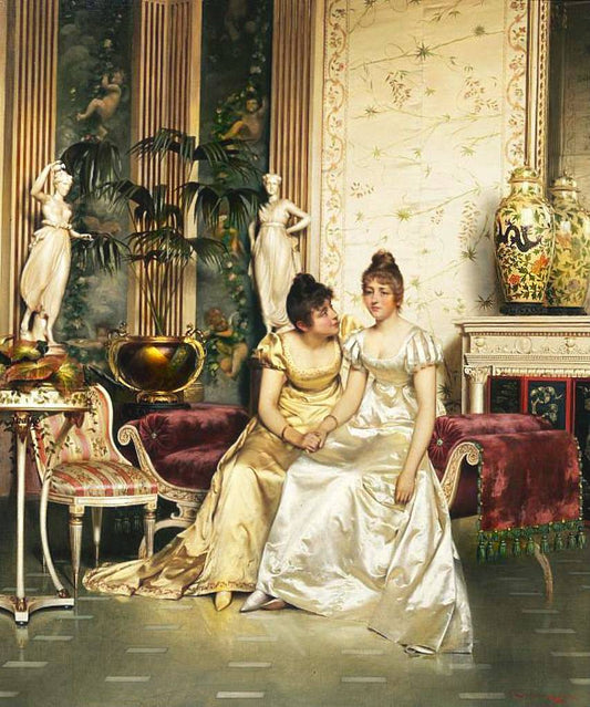 A Shared Confidence, vintage artwork by Charles Joseph Frederick Soulacroix, 12x8" (A4) Poster