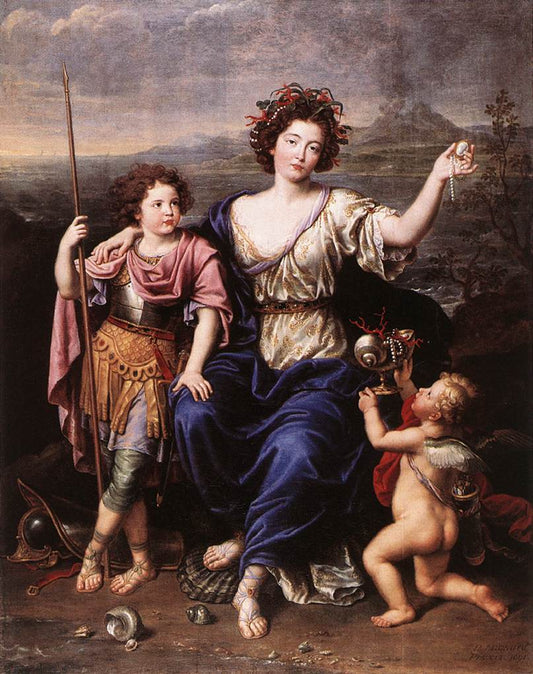The Marquise de Seignelay and Two of her Children, vintage artwork by Pierre Mignard, 12x8" (A4) Poster