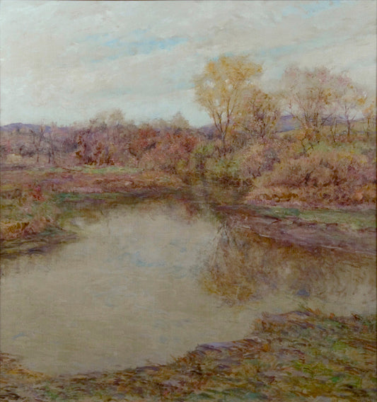 Pond in Early Autumn, vintage artwork by Robert Lewis Reid, 12x8" (A4) Poster