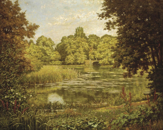 The Quiet Lake, vintage artwork by Henri Biva, 12x8" (A4) Poster