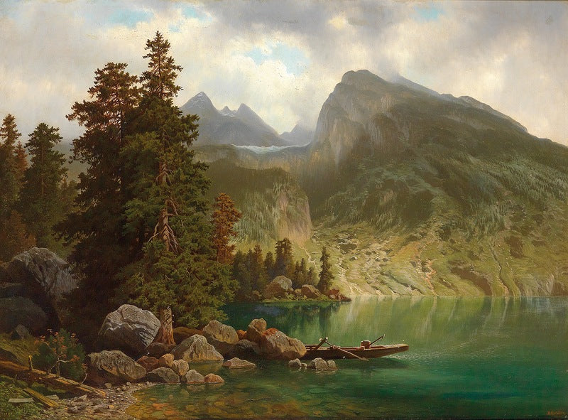 Large Landscape, vintage artwork by Wilhelm Theodor Nocken, 12x8" (A4) Poster