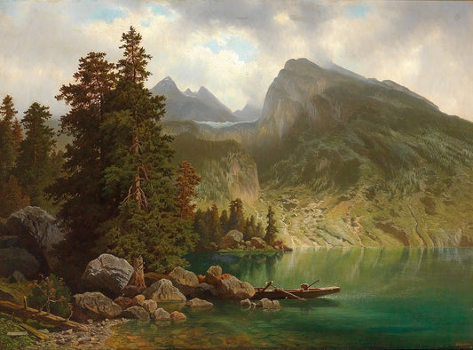 Large Landscape, vintage artwork by Wilhelm Theodor Nocken, 12x8" (A4) Poster