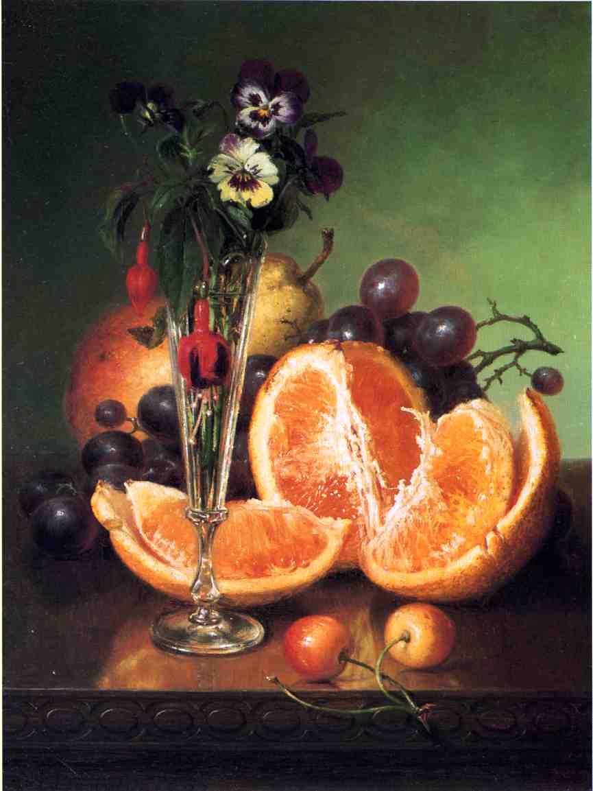 Fruit, Flowers and a Wineglass on a Tabletop, vintage artwork by Robert Spear Dunning, 12x8" (A4) Poster