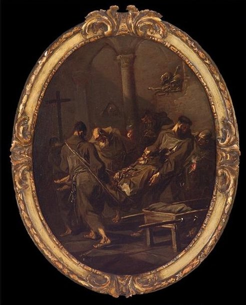Burial of a Franciscan Friar, vintage artwork by Alessandro Magnasco, 12x8" (A4) Poster